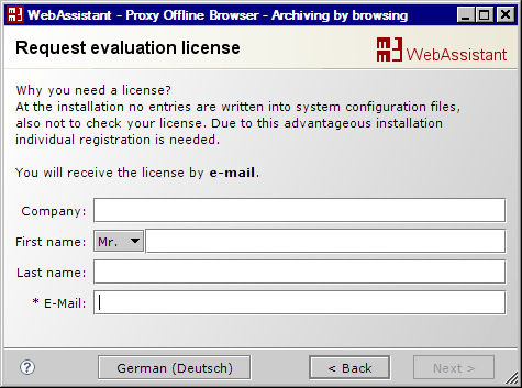 MM3-WebAssistant - Proxy Offline Browser: Request your license for the evaluation